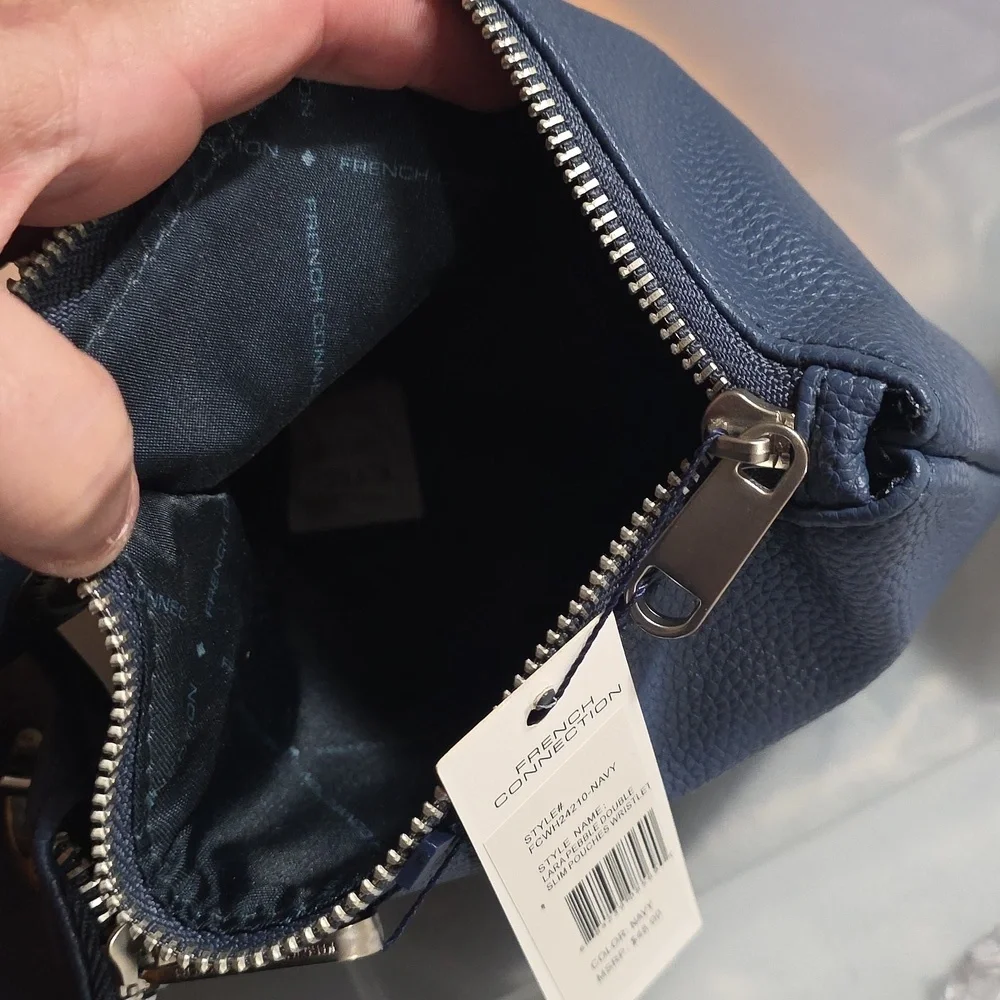 French Connection Navy Double Pouch Wristlet - Picture 4 of 4